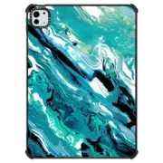 iPad Pro 11-inch (M4) iPad Impact Case COLOR SPLASH 1 IPAD, TEAL BLUE OCEAN WAVES ABSTRACT BEACH SEA SUMMER TEXTURED PAINTING By Ebi Emporium