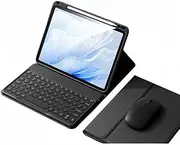 2024 iPad Pro 13 inch M4 Keyboard Case with Mouse Cute Round Keys Detachable Bluetooth Keyboard Slim Smart Cover Supports Pencil Charging,Black