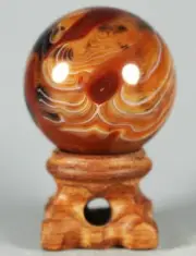 Beautiful Natural Madagascar Banded agate Ball Crystal Sphere Healing+stand 1pc