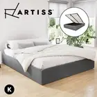 Artiss Bed Frame King Size Gas Lift Storage Mattress Base Wooden Grey TOKI