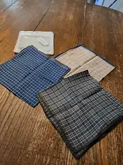 New Mens Assorted Striped Pocket Squares 17" Soft Cotton Hankies THREE Pack