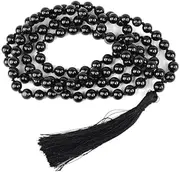 Ganesha Arts Black Onyx Mala 8 mm Crystal Stone 108 Bead Jaap Mala, 0, Wood, No Gemstone