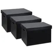 3PK Marbig 41.5cm Archive Box Document Holder Organiser File Storage w/Lid Black