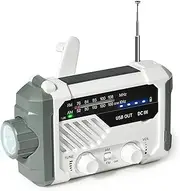 Emergency AM FM Radio, Hand Crank Battery Operated Solar Radio with LED Flashlight, Big Reading Desk Lamp, 2000mAh Charger, SOS Alert, Motion Sensor Weather Radio for Home and Emergency