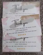 100 Thank You Cards For Online Sellers "You Made Our Day We Hope We Make Yours"
