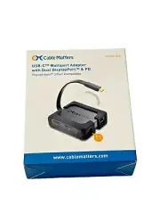 Cable Matters USB C Dual Monitor Hub 4K DisplayPort, 2X USB 2.0, Ethernet -Black