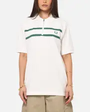 [Fred Perry] Fred Perry Crepe Pique Zip Neck Polo Shirt Snow White - Size XL XL Snow White