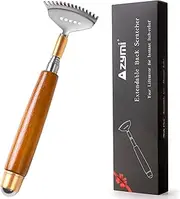 Back Scratcher for Women Men, Extendable Back Scratcher Wooden Telescopic with Roller Ball Steel Claw, Azymi Face Head Scalp Butt Scrubber Back Massager Tool