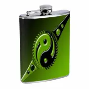 Yin Yang Cog Em1 Flask 8oz Stainless Steel Hip Drinking Whiskey