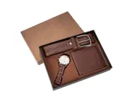 One Set Men's Watch Waist Belt Wallet Gift Set Men Fashion Accessories Gift for Father's Day - White