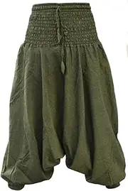 [Gheri] Women's Plain Multilayered Elastic Waist Light Harem Trousers