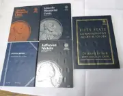 Lot of 5 Whitman Folder Lincoln Cent Jefferson & Buffalo Nickel State Quarters