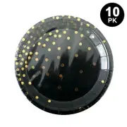 Classic Balck Gold Dots Theme 7 inch 17cm Plates 10PK - Kids Birthday Party Tableware