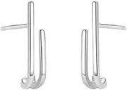 [Generic] 925 Sterling Silver Bar Stud Earrings Hoops for Women Bar Half Hoop Earrings Open Hoops
