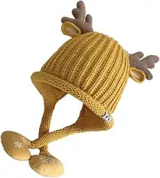 [LIFKOME] Winter Warm Pompom Ear Flap Hat for Cozy Crochet Beanie for Newborns for Outdoor Activities Skiing Camping Soft Material Fits Heads Yellow