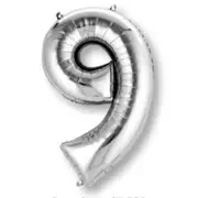 Number 9 Silver Foil Balloon 83cm
