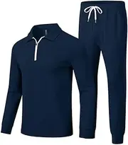 [MoFiz] Men's Tracksuit 2 Piece Sweatsuit Track Suit 1/4 Zip Long Sleeve Tops Jogging Pants Casual Outfits For Men
