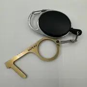 SAFEKY Brass Multi-Tool: Contactless Opener, Button Pusher W/lanyard, J-01-32