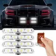 Chemini 4 in 1 Ultra Slim LED Grill Strobe Lights for Trucks - 12V Car Emergency Surface Mount Police Flashing Safety Lights for Vehicles (White)