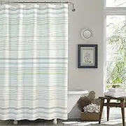 Tommy Bahama - Fabric Shower Curtain, Stylish Striped Bathroom Decor, Hook Holes Top (La Scala Breezer Green, 72" x 72")