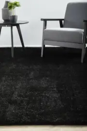 Alpine Natural Black Color Plush Modern Rug Large Floor Mat Carpet FREE DELIVERY