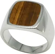 [ju .q SILBER] Fine Signet Ring 925 Silver with Tiger's Eye, Silver