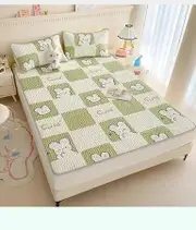 90*200cm 2p Set Latex Bedding Mat Summer Cool Silky Pillow Case Breathable Antibacterial Foldable Washable Kids Gift