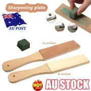Dual Sided Leather Blade Strop Cutter Razor Sharpener Polishing Wooden Handle GT