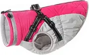 Outdoor Waterproof Zipper Dog Jacket Winter Warm Chihuahua French Bulldog Schnauzer Poodle Coat with Harness,A,4XL