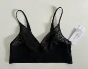 Women Calvin Klein Mesh Sheer Triangle Unlined Bralette Size S Black