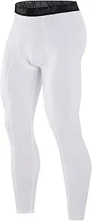 [Runhit] Men s Compression Pants Running Tights Workout Leggings Athletic Base Layer Pants for Sports Yoga Basketball White XL