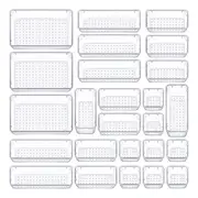 25Pcs Clear Plastic Drawer Organizers Set Versatile Bathroom and Vanity Drawer Organizer Trays