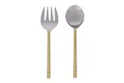 Davis & Waddell Salad Servers Set of 2 Twisted Gold Handle Spoon and Fork