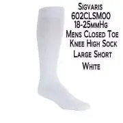 SIGVARIS Men's Diabetic Compression Socks 18-25 White LS Large Short