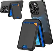T Tersely 2-in-1 Wallet Case Stand,Upgraded Magnetic Cover for iPhone 16 Pro Max/Pro/Plus/15/14/13/12 Series, for Magsafe with Adjustable Kickstand, 3 Card Holder,RFID Blocking,Vegan Leather,Black