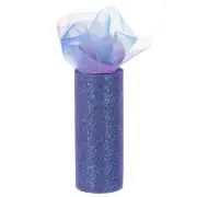 6 Inch Rainbow Glitter Tulle Ribbon Rolls Net Fabric 10 Yards Blue/Purple/White
