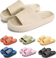 [Adayu] Foggs Japan Slippers, Cloud Slippers for Women and Men, Cloud Cushion Slides, Quick Drying (Khaki, 9.5, numeric_9_point_5)