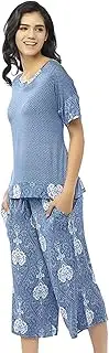 [INK + IVY] Rayon Short Sleeve Top & Capri Pants Pajama Set