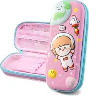 3D Space Pencil Case for Kids Girls, Waterproof Pencil Box with Compartments