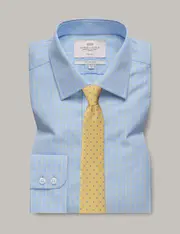 Hawes & Curtis Non-Iron Blue & Yellow Check Fitted Slim Shirt - Contrast Detail Blue/Yellow