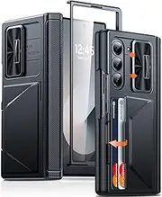 [BSNRM] for Samsung Galaxy Z Fold 6 Case with Card Holder RFID Blocking & Slide Camera Cover& Hinge Protection& Full-Body Rugged Shockproof Wallet Case for Galaxy Z fold 6, Black