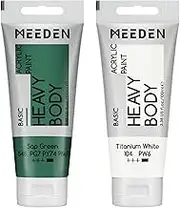 MEEDEN Acrylic Paint Sap Green: 100ml Heavy Body Acrylic Paint Tube Bundled with Additional Titanium White Colour for Art Craft Painting