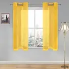 Short Sheer Curtains, Grommet Top Window Sheer 28"W x 54"L (Pack of 2) Yellow