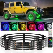 4X 15.5" LED Wheel Ring Rim Lights RGB Color Chasing Brake&Turn Signal Bluetooth