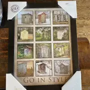 GO IN STYLE by Lori Deiter 14x18 Outhouse Collage Bathroom FRAMED WALL ART