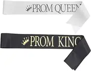 OKUMEYR Queen and King Sash Set Letter Sashes for Graduation Birthday Soft Shoulder Straps for Prom