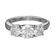 1.50 CT M/I1 Jewelry Round 3 Stones Diamond Engagement Ring 14K White Gold
