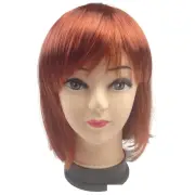 Bob Wig Costume Short Straight Fringe Cosplay Party Full Hair Womens Fancy Dress - Bronze