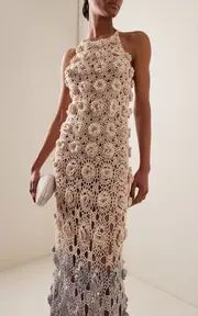 [Alejandra Alonso Rojas] Ombré Crocheted-Silk Halter Gown