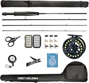 MASTER LOGIC Stealth Fly Fishing Rod Combo Starter Kit, 30T Carbon Fiber Graphite Fly Rods with Die-cast Aluminum Reel and Fly Fishing Accessories